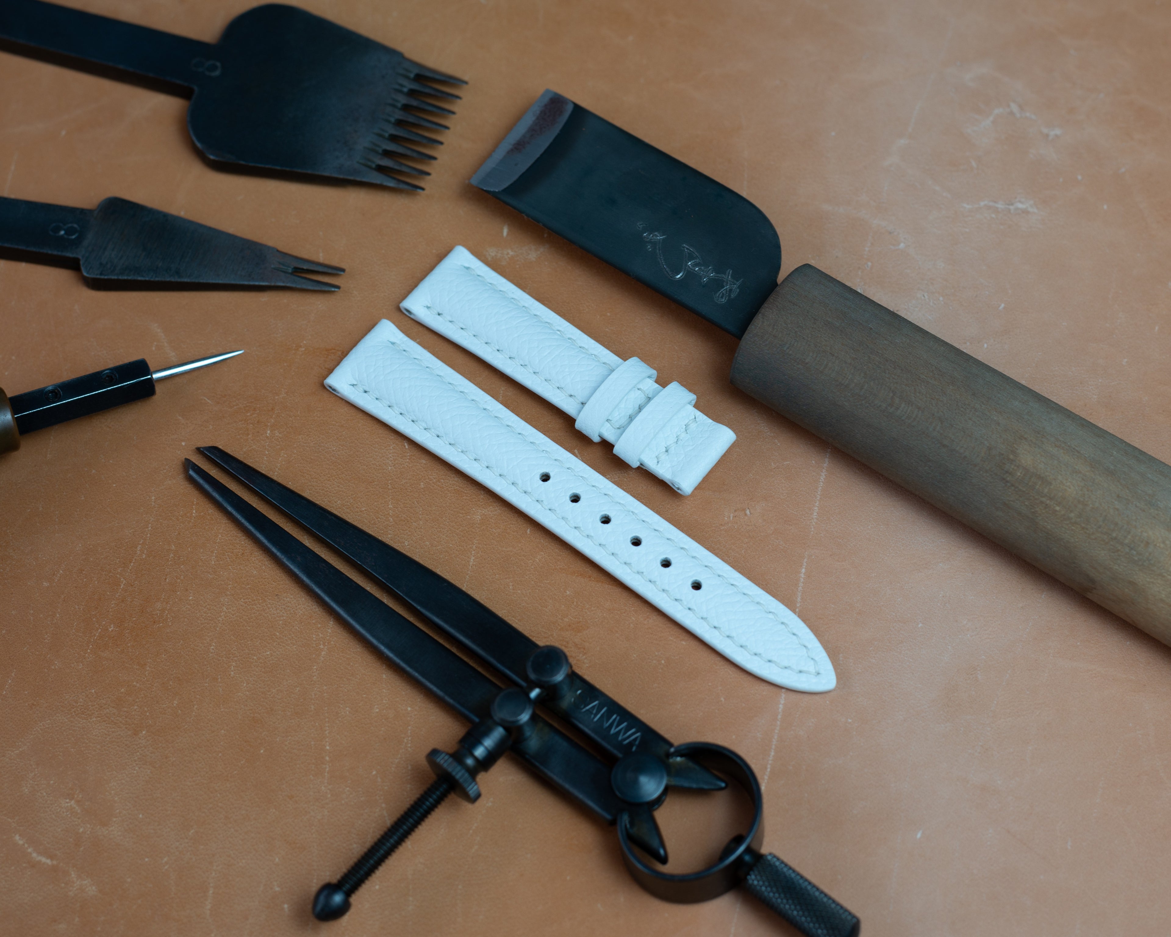 White Epsom Padding Strap