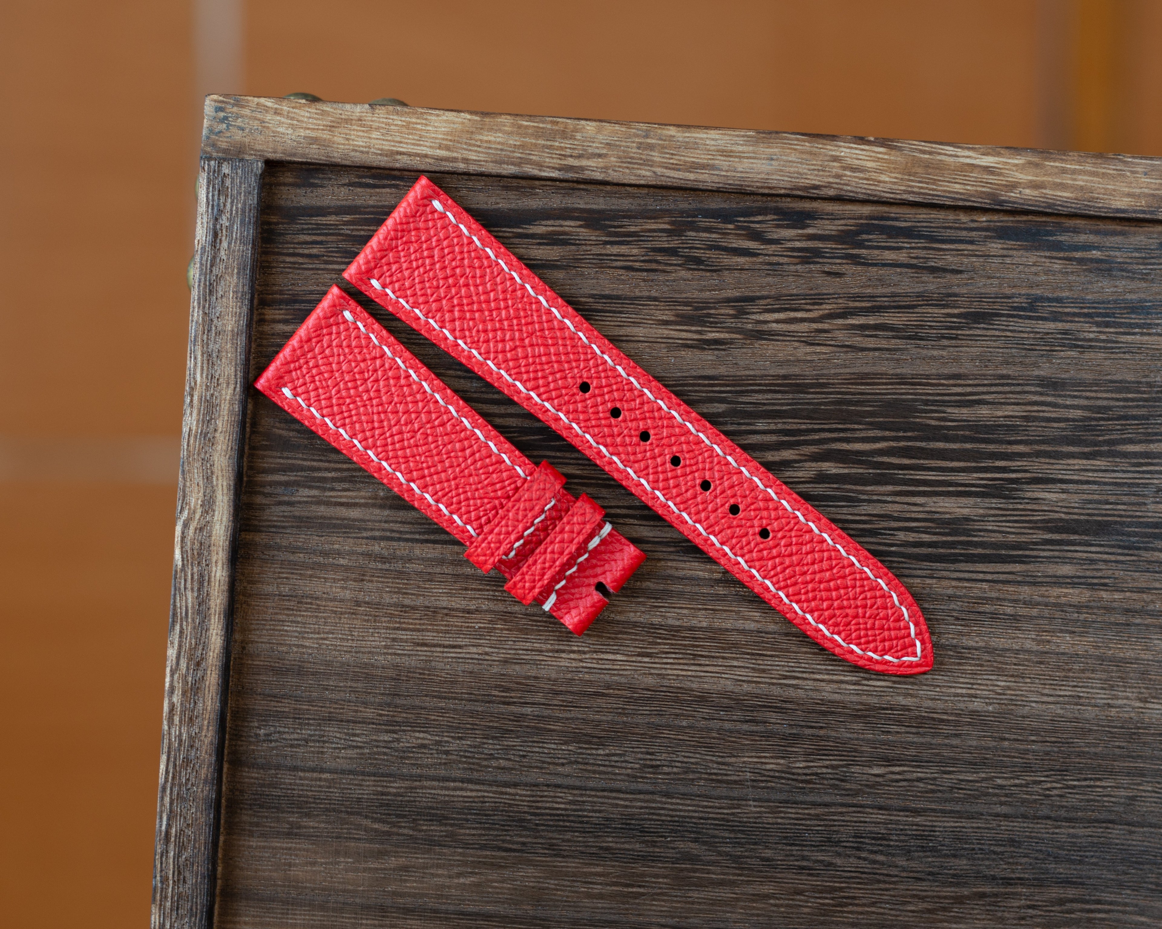Red Epsom Slim Strap