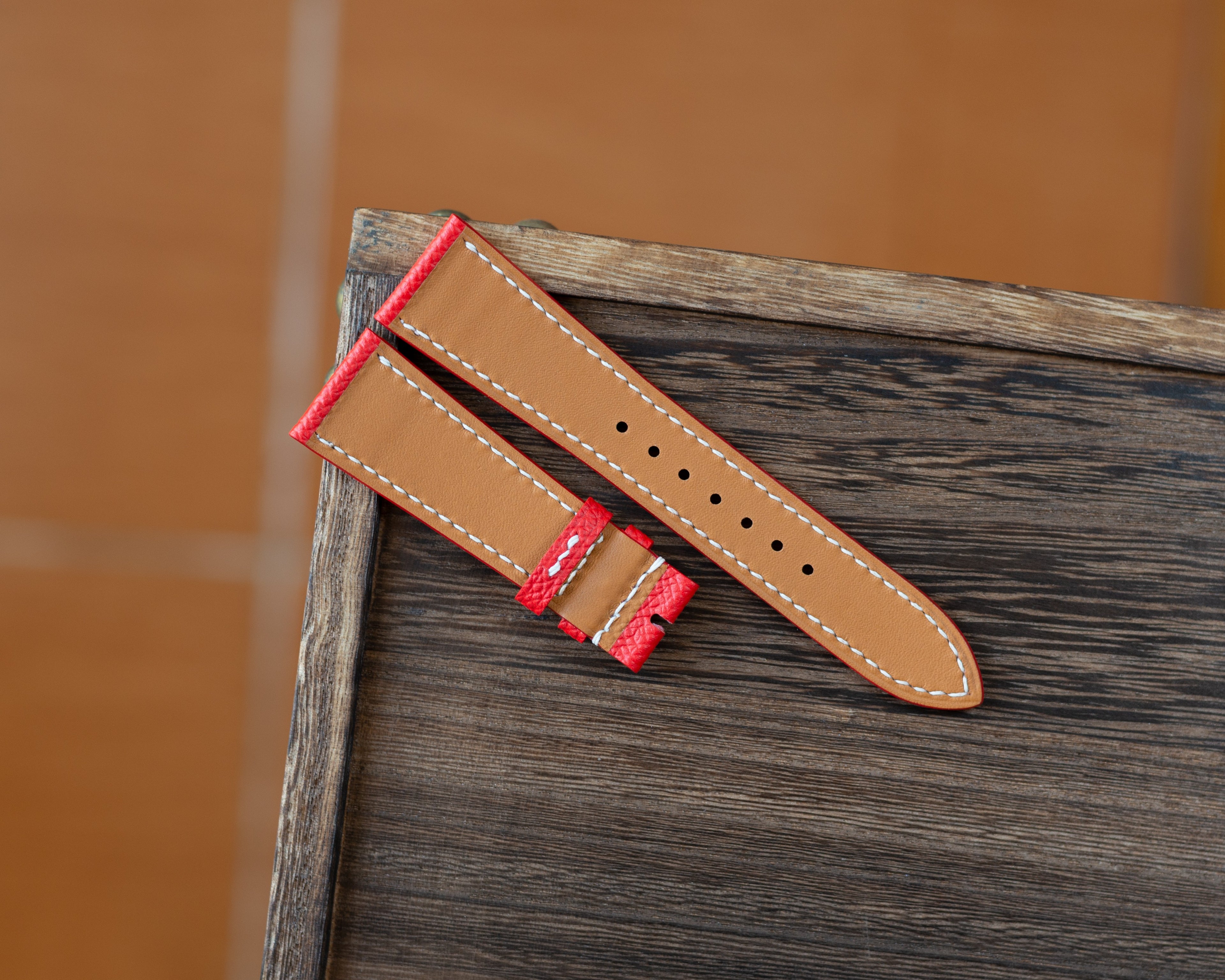 Red Epsom Slim Strap