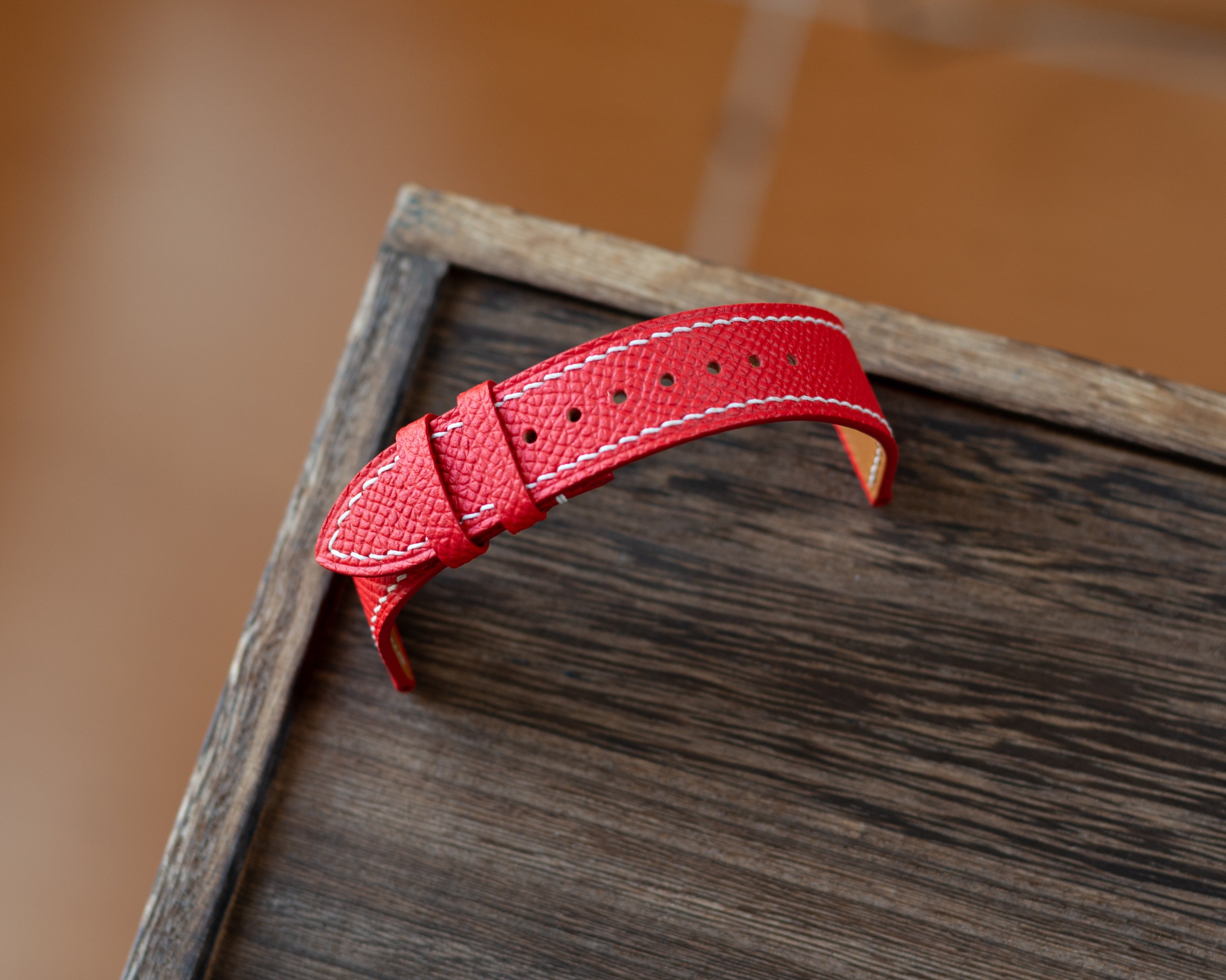 Red Epsom Slim Strap